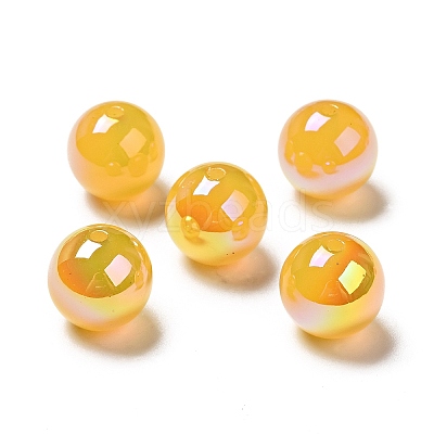 UV Plating Opaque Rainbow Iridescent Acrylic Beads SACR-A001-03B-1