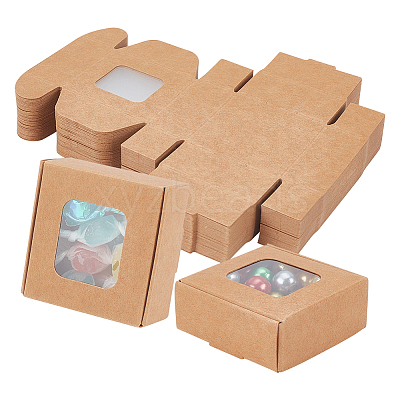 Square Foldable Creative Kraft Paper Box CON-WH0089-20A-1