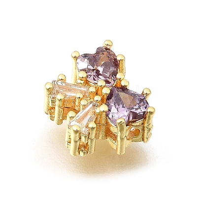 Bowknot Brass Micro Pave Cubic Zirconia Beads KK-Z156-20G-02-1