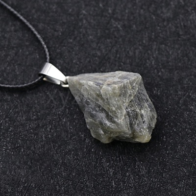 Natural Labradorite Raw Rough Nuggets Pendant Necklace FS-WG50F2C-15-1