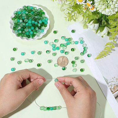 300Pcs 5 Styles Transparent Spray Painting Crackle Glass Beads GLAA-PA0001-57-1