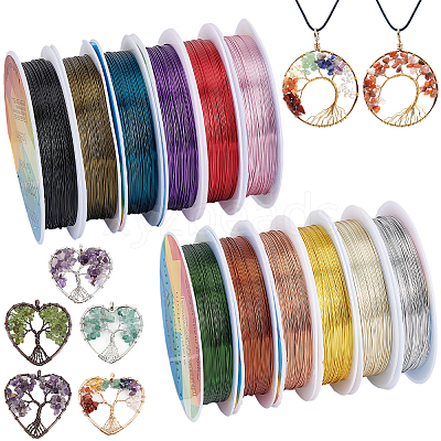 12 Rolls 12 Colors Round Copper Jewelry Wire CWIR-BBC0001-09-1