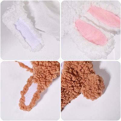 2Pcs 2 Styles Cute Cotton Warm Rabbit & Bear Hat AJEW-GL0002-57-1
