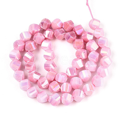 Anti-Tarnish Electroplate Glass Beads Strands GLAA-T025-8mm-14I-1