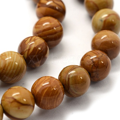 Natural Wood Lace Stone Wooden Jasper Beads Strands G-G763-05-8mm-1