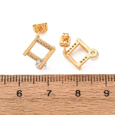 Brass Micro Pave Cubic Zirconia Stud Earrings KK-CBACC01-04G-1