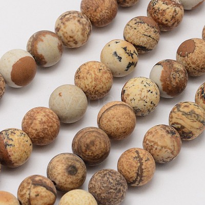 Natural Picture Jasper Beads Strands G-D686-8mm-1