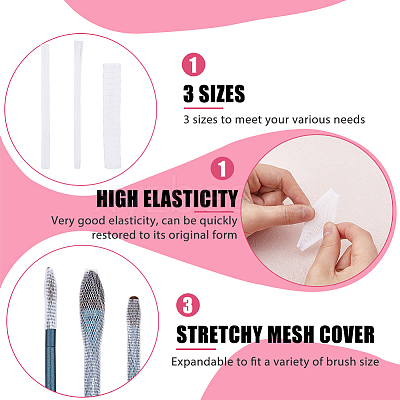 90Pcs 3 Style PE Makeup Brush Protector Reusable Expandable Mesh Cover AJEW-FH0003-18A-1