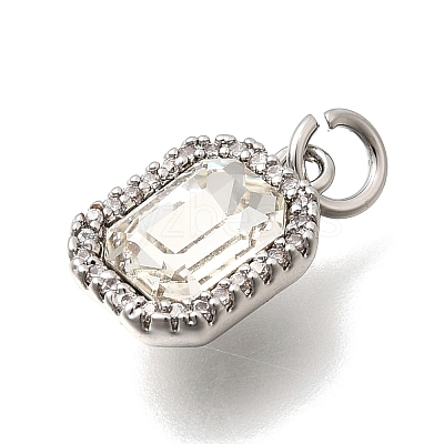 Brass Micro Pave Cubic Zirconia and Glass Pendants KK-N289-14P-01-1