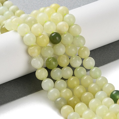 Natural New Jade Round Beads Strands G-O039-16-6mm-01-1