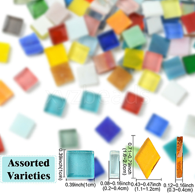 100Pcs 2 Colors Mosaic Tiles Glass Cabochons DIY-YW0012-19-1
