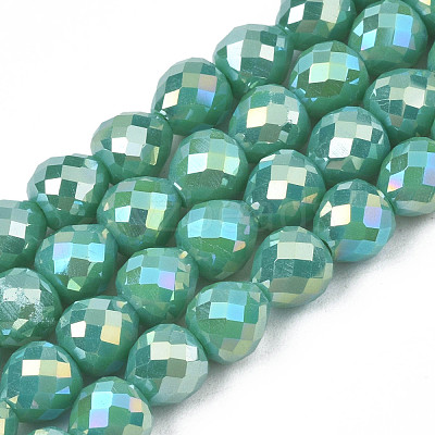 Electroplate Opaque Solid Color Glass Beads Strands EGLA-N002-26-A04-1