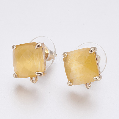 Faceted Glass Stud Earring Findings GLAA-F084-C04-1
