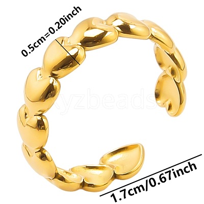 Minimalist Heart 304 Stainless Steel Cuff Rings GA7570-2-1