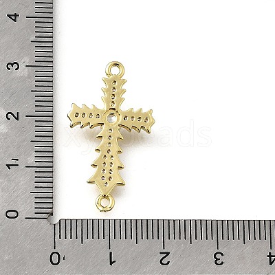 Brass Pave Clear Cubic Zirconia Religion Connector Charms KK-Q066-14G-1