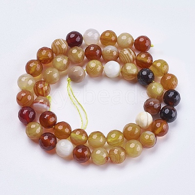 Natural Striped Agate/Banded Agate Beads Strands G-P364-14-8mm-1