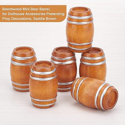 Beechwood Mini Beer Barrel LS-DJEW-WH0015-46-1