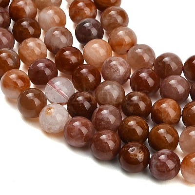 Natural Red Hematoid Quartz Beads Strands G-G475-A01-10mm-1