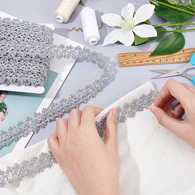 Filigree Polyester Lace Trim OCOR-WH0074-96B-1