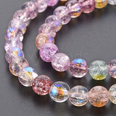 Electroplate Crackle Glass Bead Strands GLAA-S192-C-007B-1