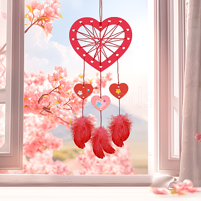 DIY Woven Net/Web with Feather Making Kits DIY-SP0005-44-1