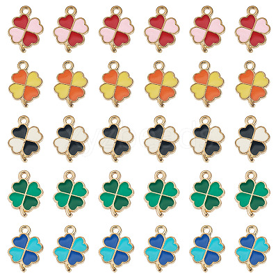 50Pcs 5 Colors Alloy Enamel Pendants ENAM-TA0003-81-1