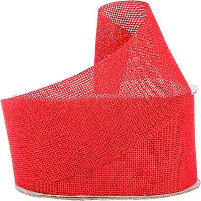 Polyester Imitation Burlap Ribbon OCOR-WH0032-21A-1