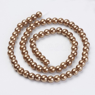 Eco-Friendly Dyed Glass Pearl Beads Strands HY-A008-6mm-RB037-1
