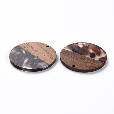 Transparent Resin & Walnut Wood Pendants LS-X-RESI-T035-35E-1