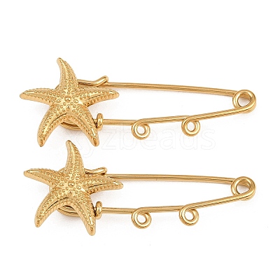 Starfish 304 Stainless Steel Safety Pins Brooch Findings SA-CBA098D-16C-G02-1