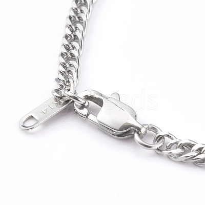 Tarnish Resistant Women's 304 Stainless Steel Diamond Cut Curb Chain Bracelets BJEW-JB06018-01-1