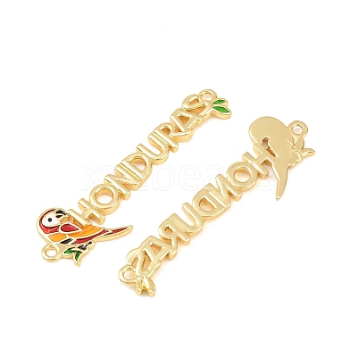 Brass Enamel Bird with Word Hondura Connector Charms KK-F931-23G-1