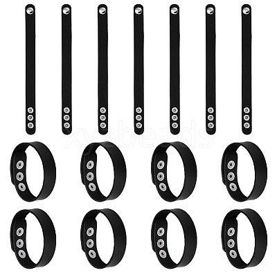 15Pcs Imitation Leather Simple Plain Cord Bracelet with Alloy Buckles BJEW-ME0001-06B-1