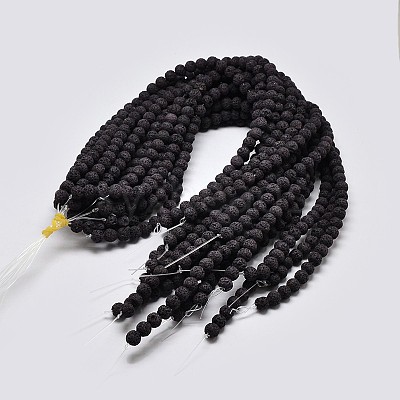 Natural Lava Rock Round Bead Strands G-I124-6mm-10-1