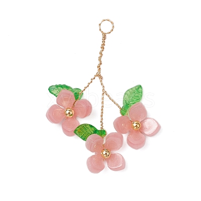 Plastic with Acrylic & Copper Wire Pendants PALLOY-JF03601-05-1
