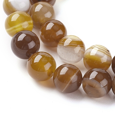 Natural Striped Agate/Banded Agate Beads Strands G-G582-10mm-51-1