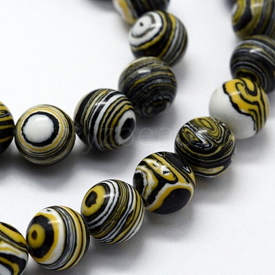 Synthetic Malachite Beads Strands G-I199-32-10mm-B-1