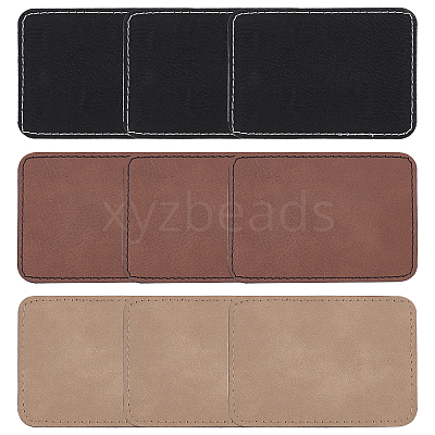 9Pcs 3 Colors Imitation Leather Laserable Label Tags DIY-FG0003-46-1