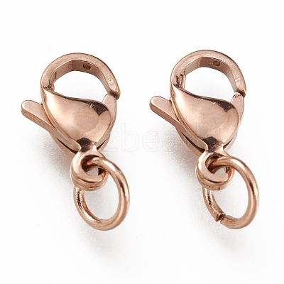 Ion Plating(IP) 304 Stainless Steel Lobster Claw Clasps STAS-G240-01C-RG-1