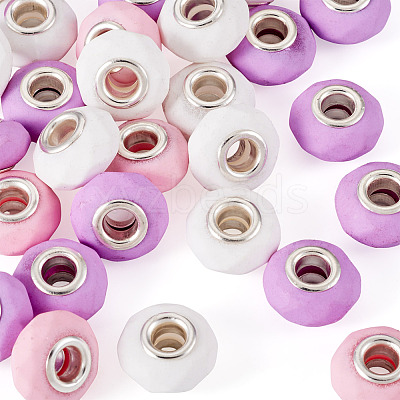 30Pcs Spray Painted Faceted Resin European Beads RESI-TADJ0001-05C-1