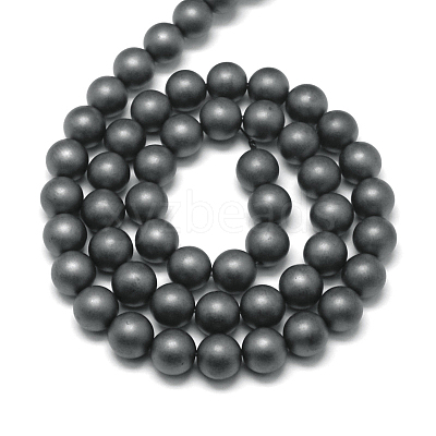 Frosted Non-magnetic Synthetic Hematite Round Bead Strands G-J344-8mm-1
