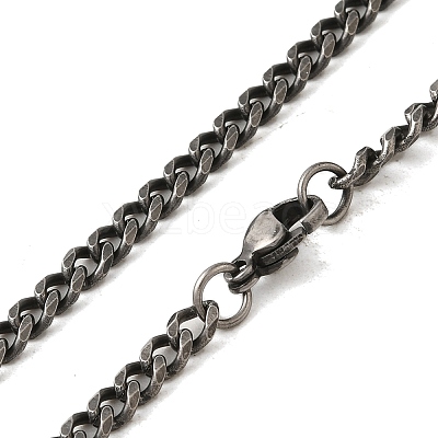 Retro 304 Stainless Steel Cuban Link Chain Necklaces NJEW-L173-027AS-03-1