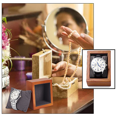 Rectangle Wooden Watch Display Stands ODIS-WH0017-110A-1