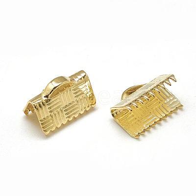 Brass Ribbon Crimp Ends KK-T032-146G-1