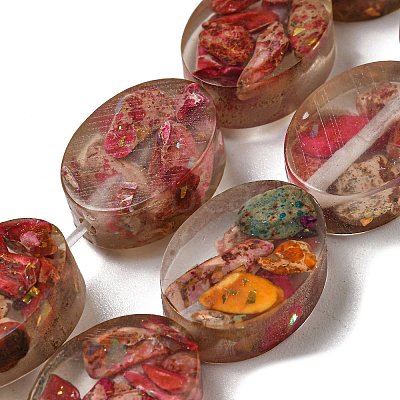 Dyed Natural Imperial Jasper with Resin Beads Strands G-G083-A03-01-1