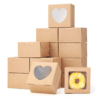 Square Paper Biscuit Boxes with Heart Clear Window CON-TAC0001-12C-02-1