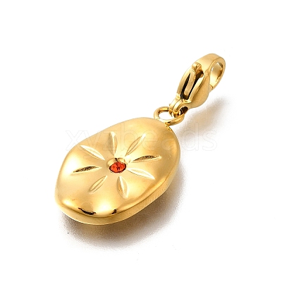 Oval 304 Stainless Steel Rhinestone Pendant Decoration STAS-R159-49G-01-1