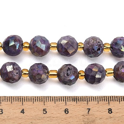 Electroplated Natural Druzy Geode Crystal Beads Strands G-F833-P01-10mm-02-1