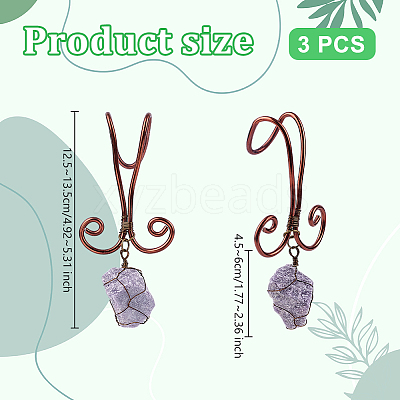 3Pcs Nuggets Natural Amethyst & Rose Quartz & Quartz Crystal Flowerpot Decoration HJEW-OC00088-1