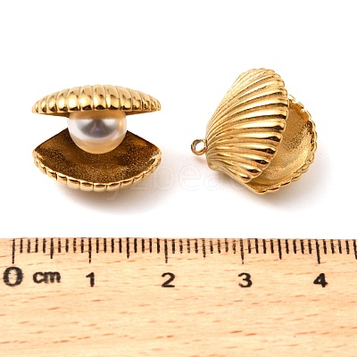 304 Stainless Steel with ABS Imitation Pearl Pendants STAS-Z145-19G-1